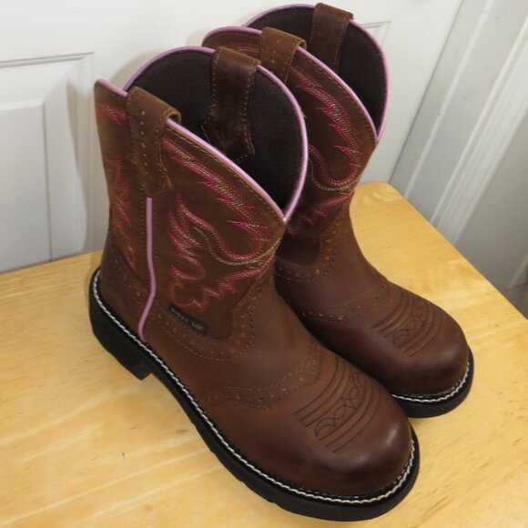 NWOB Justin Gypsy Gemma Women's 8 B Brown Leather Cowgirl Western Steel Toe Boot - Picture 1 of 8